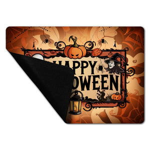 Happy Halloween Fußmatte in 35x50 cm ohne Rand mit Geistern und Laternen