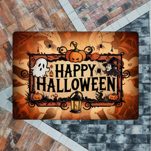 Happy Halloween Fußmatte in 35x50 cm ohne Rand mit Geistern und Laternen