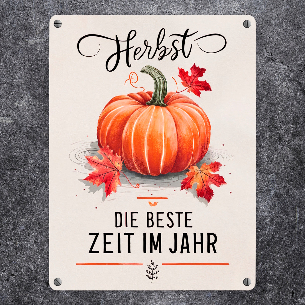 Herbst, die Beste Zeit Metallschild in 15x20 cm mit Kürbismotiv