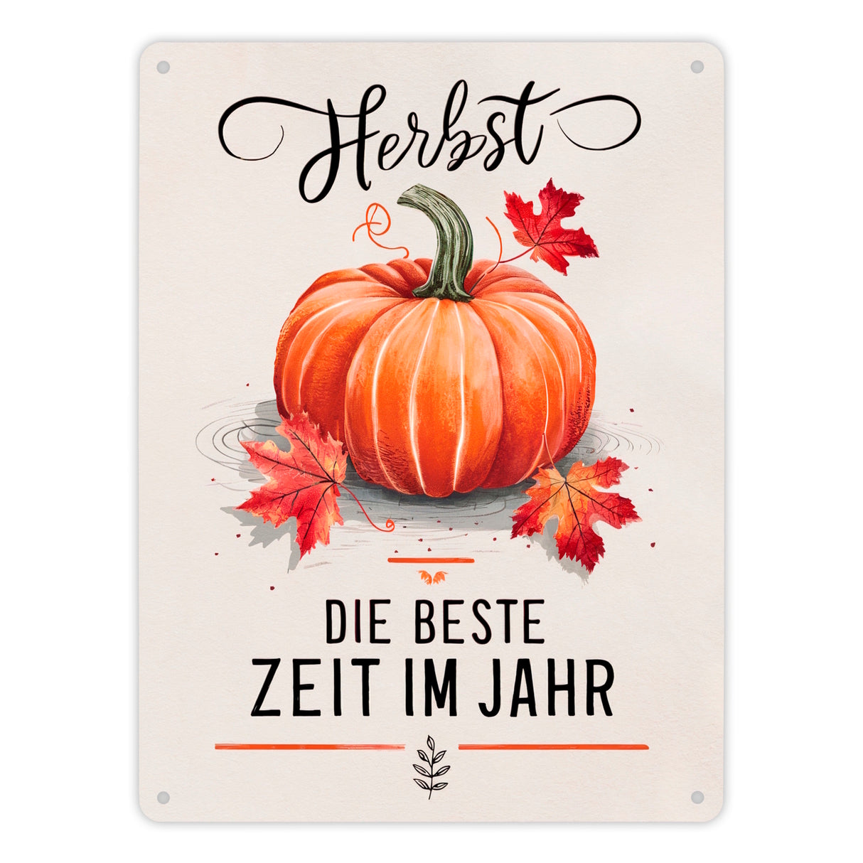 Herbst, die Beste Zeit Metallschild in 15x20 cm mit Kürbismotiv