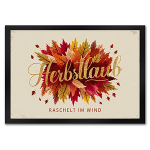 Bündel bunter Blätter Fußmatte in 35x50 cm - Herbstlaub raschelt im Wind