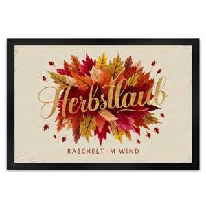 Bündel bunter Blätter Fußmatte in 35x50 cm - Herbstlaub raschelt im Wind