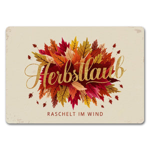 Bündel bunter Blätter Fußmatte in 35x50 cm ohne Rand - Herbstlaub raschelt im Wind