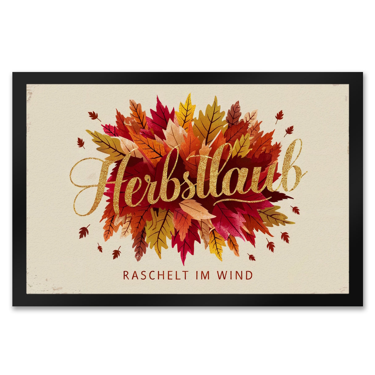 Bündel bunter Blätter Fußmatte in 35x50 cm - Herbstlaub raschelt im Wind