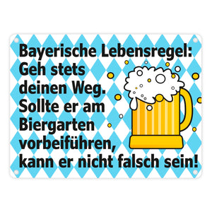 Bierkrug Bayern Metallschild in 15x20 cm mit Spruch Geh deinen Weg in den Biergarten