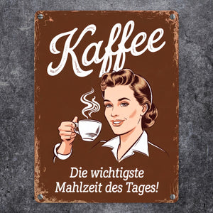 Kaffee - wichtigste Mahlzeit des Tages Metallschild in 15x20 cm