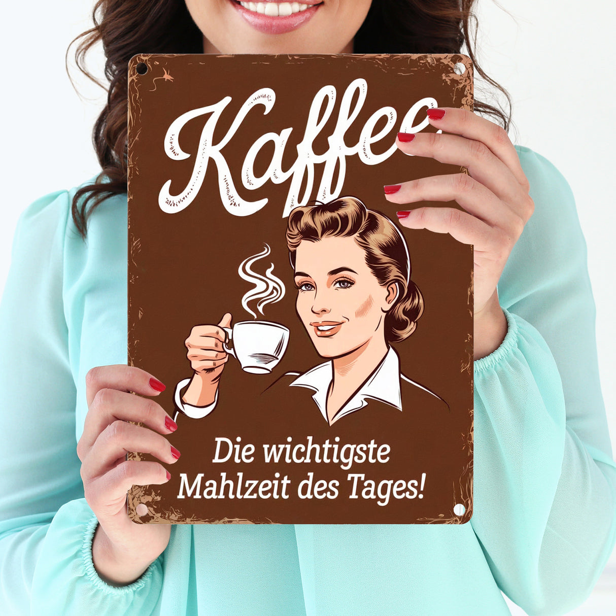 Kaffee - wichtigste Mahlzeit des Tages Metallschild in 15x20 cm