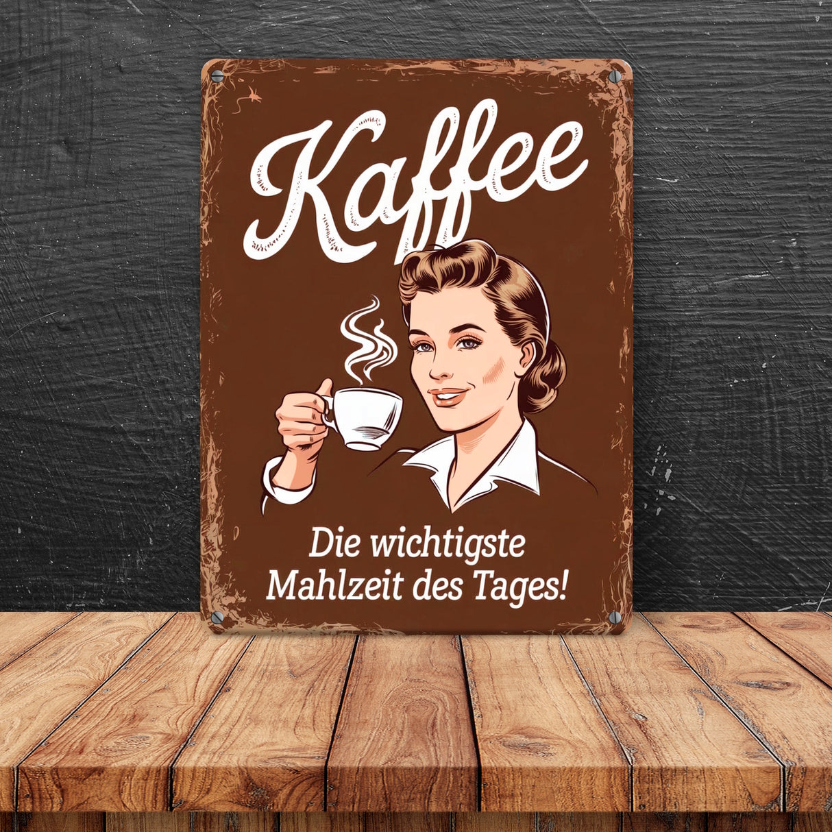 Kaffee - wichtigste Mahlzeit des Tages Metallschild in 15x20 cm