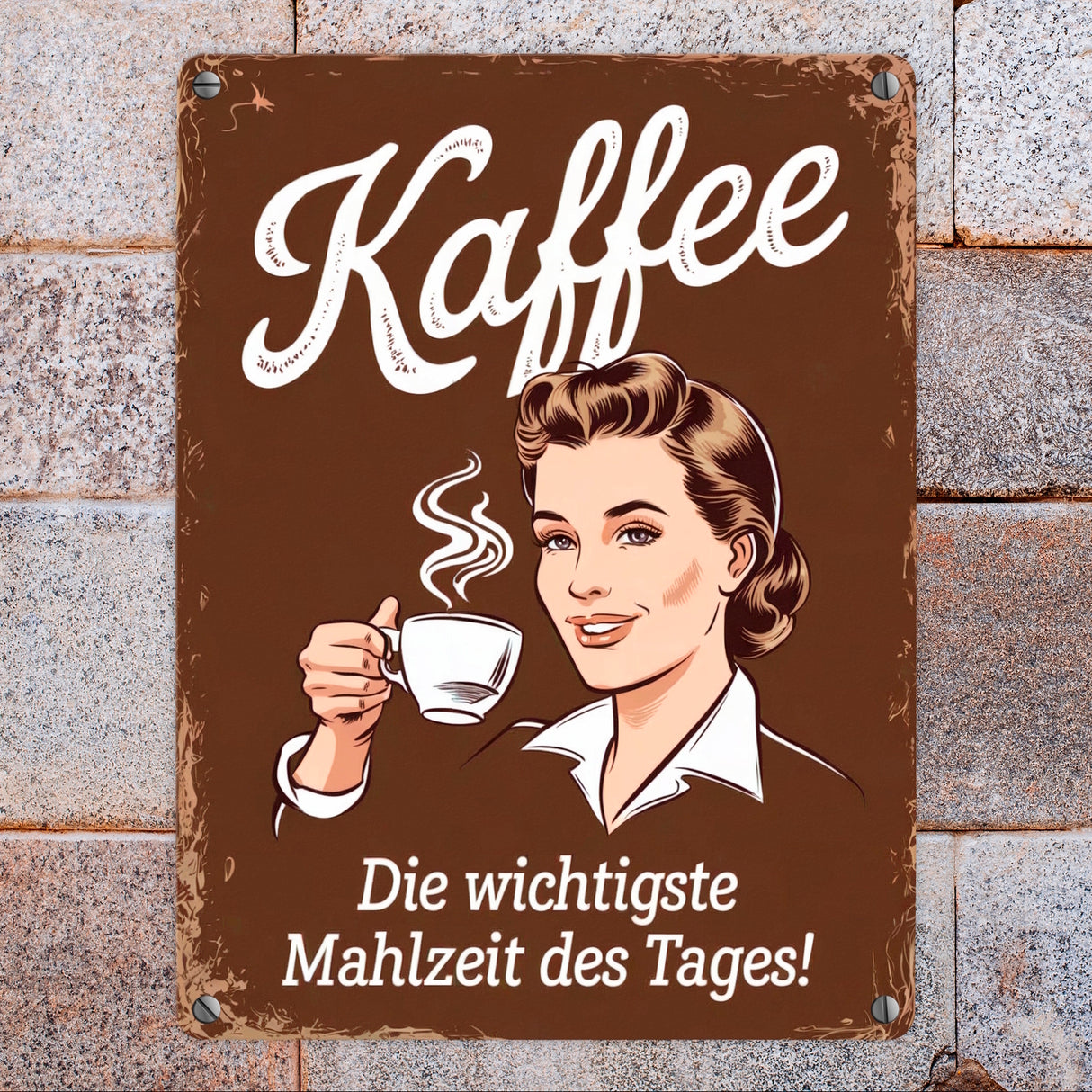 Kaffee - wichtigste Mahlzeit des Tages Metallschild in 15x20 cm