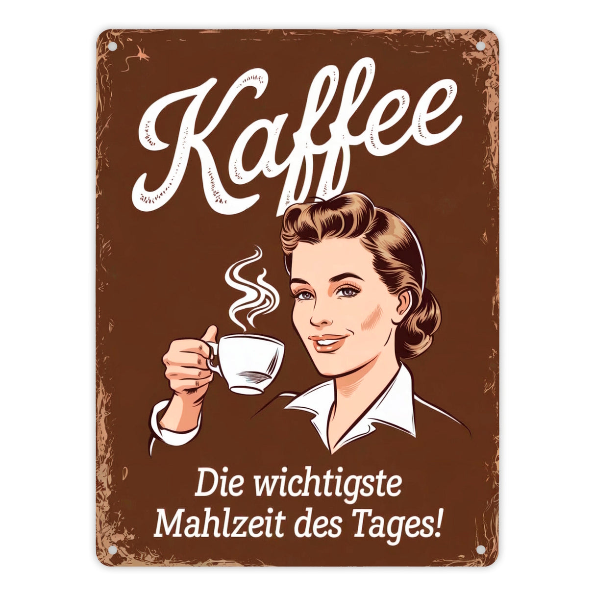 Kaffee - wichtigste Mahlzeit des Tages Metallschild in 15x20 cm