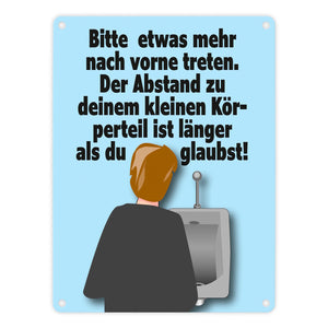 Toilettenschild Metallschild in 15x20 cm mit Spruch Abstand größer als gedacht