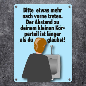 Toilettenschild Metallschild in 15x20 cm mit Spruch Abstand größer als gedacht