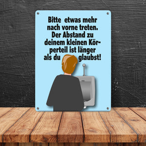 Toilettenschild Metallschild in 15x20 cm mit Spruch Abstand größer als gedacht