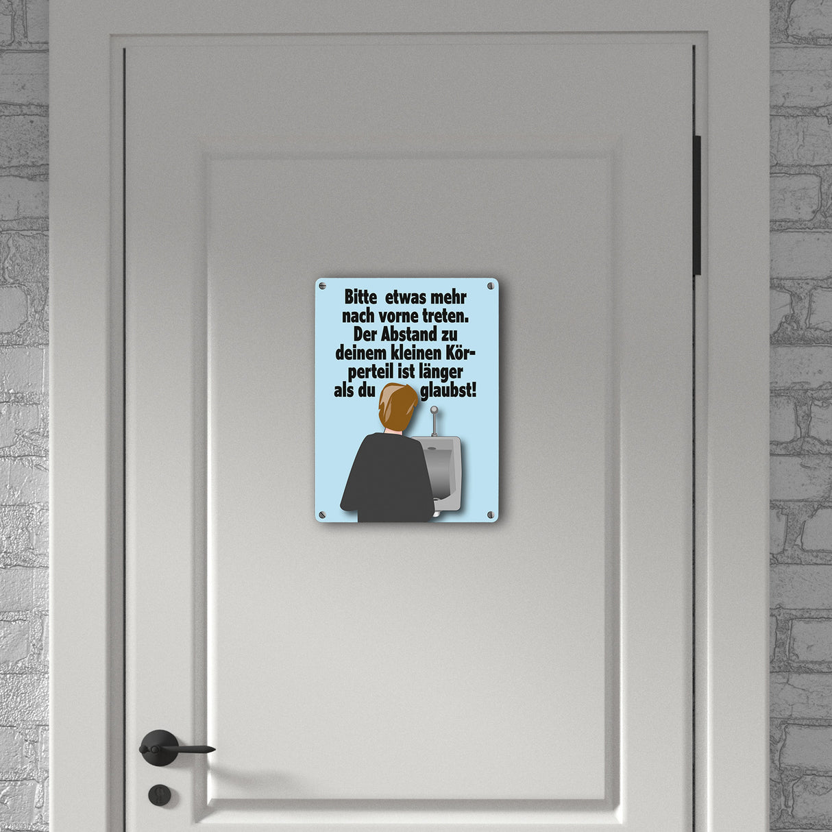 Toilettenschild Metallschild in 15x20 cm mit Spruch Abstand größer als gedacht