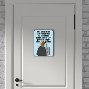 Toilettenschild Metallschild in 15x20 cm mit Spruch Abstand größer als gedacht