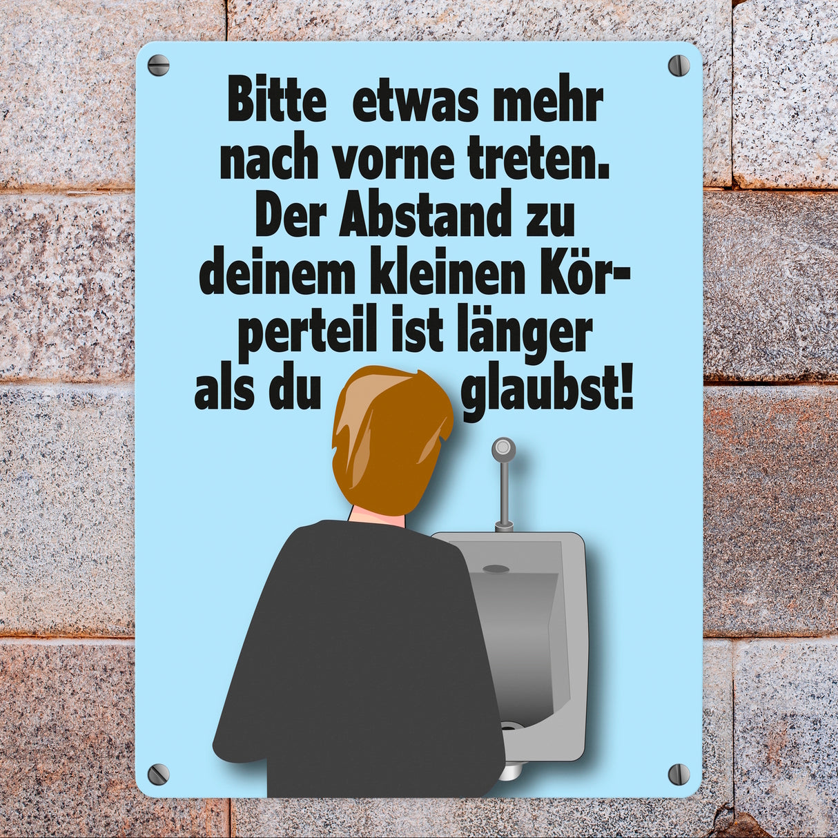 Toilettenschild Metallschild in 15x20 cm mit Spruch Abstand größer als gedacht