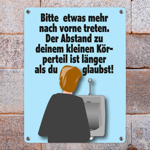 Toilettenschild Metallschild in 15x20 cm mit Spruch Abstand größer als gedacht