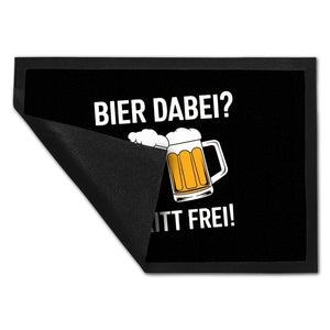 Bier dabei? Eintritt frei! Fußmatte in 35x50 cm mit prostenden Bierkrügen