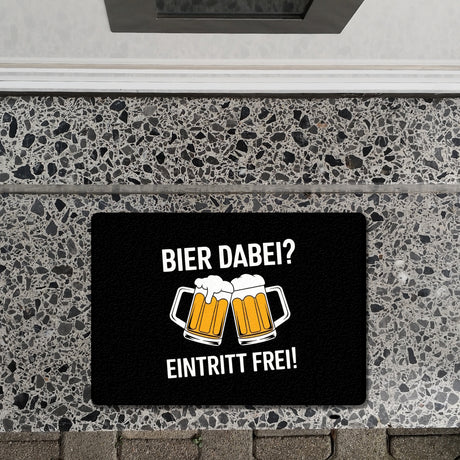 Bier dabei? Eintritt frei! Fußmatte in 35x50 cm ohne Rand mit prostenden Bierkrügen