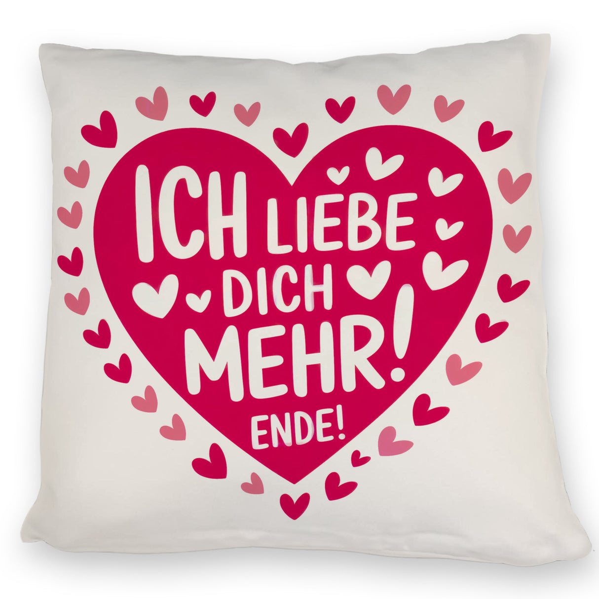 Rosa Herzen Kissen - Ich liebe dich mehr