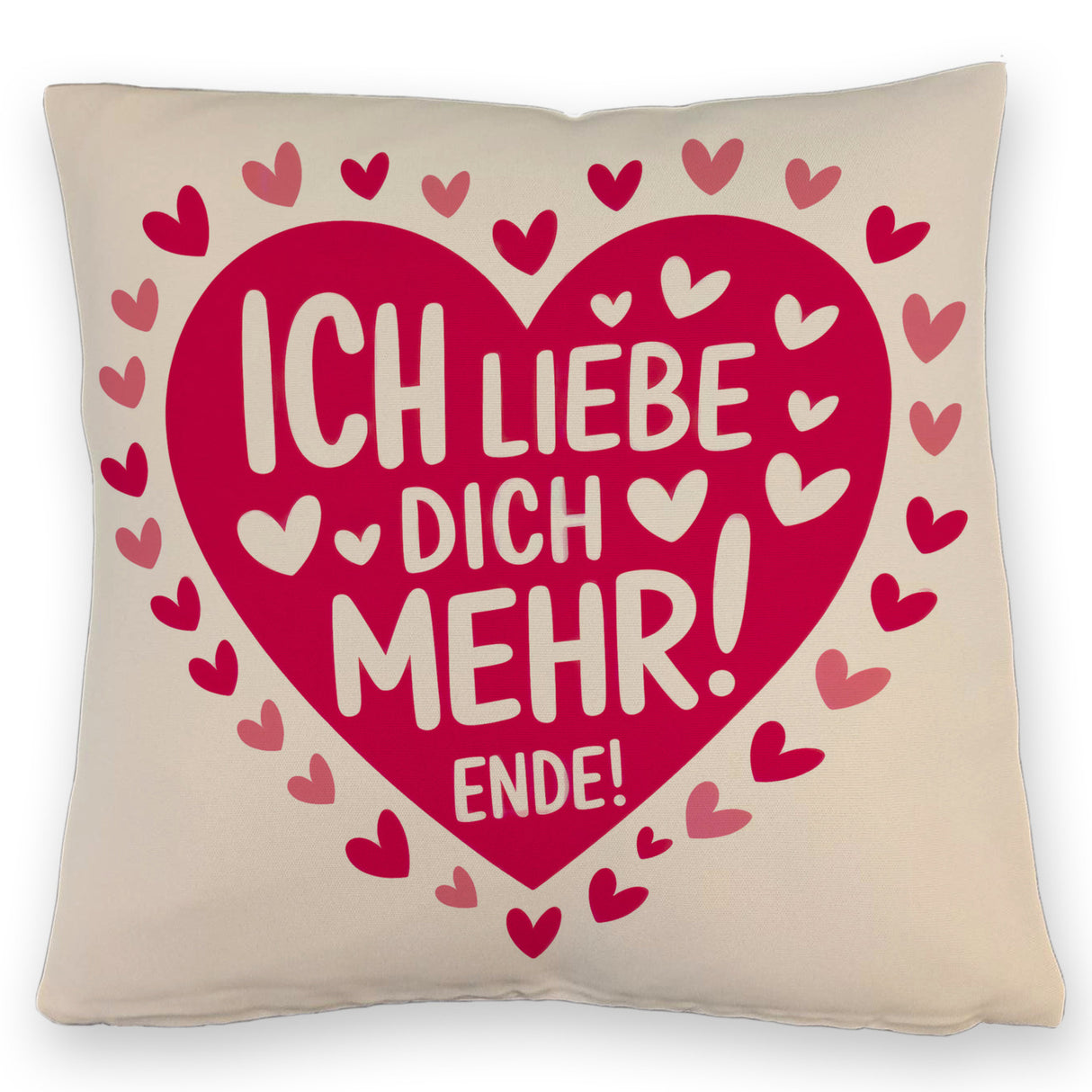 Rosa Herzen Kissen - Ich liebe dich mehr