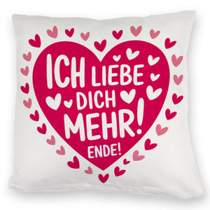 Rosa Herzen Kissen - Ich liebe dich mehr