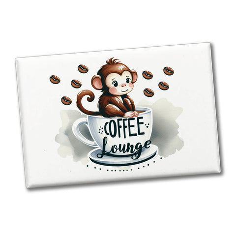 Coffee Lounge Souvenir Magnet eckig mit niedlichem Affen