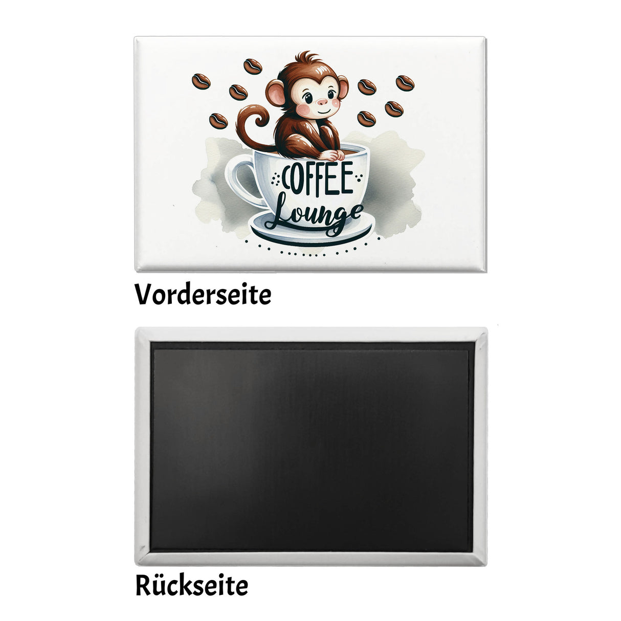 Coffee Lounge Souvenir Magnet eckig mit niedlichem Affen