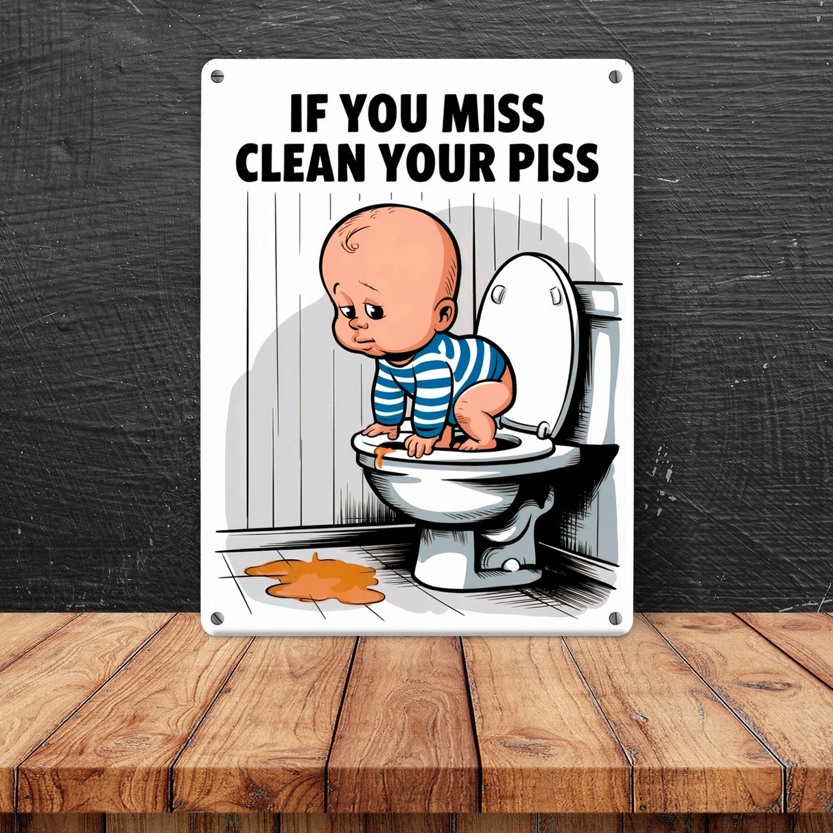 Toilettenschild Metallschild in 15x20 cm - If you miss clean your piss