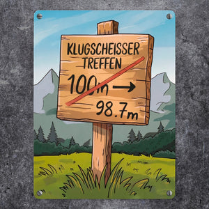 Klugscheisser Treffen Metallschild in 15x20 cm für Besserwisser