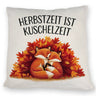 Herbstzeit ist Kuschelzeit Kissen mit kuschelnden Füchsen