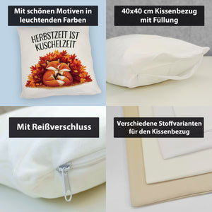 Herbstzeit ist Kuschelzeit Kissen mit kuschelnden Füchsen