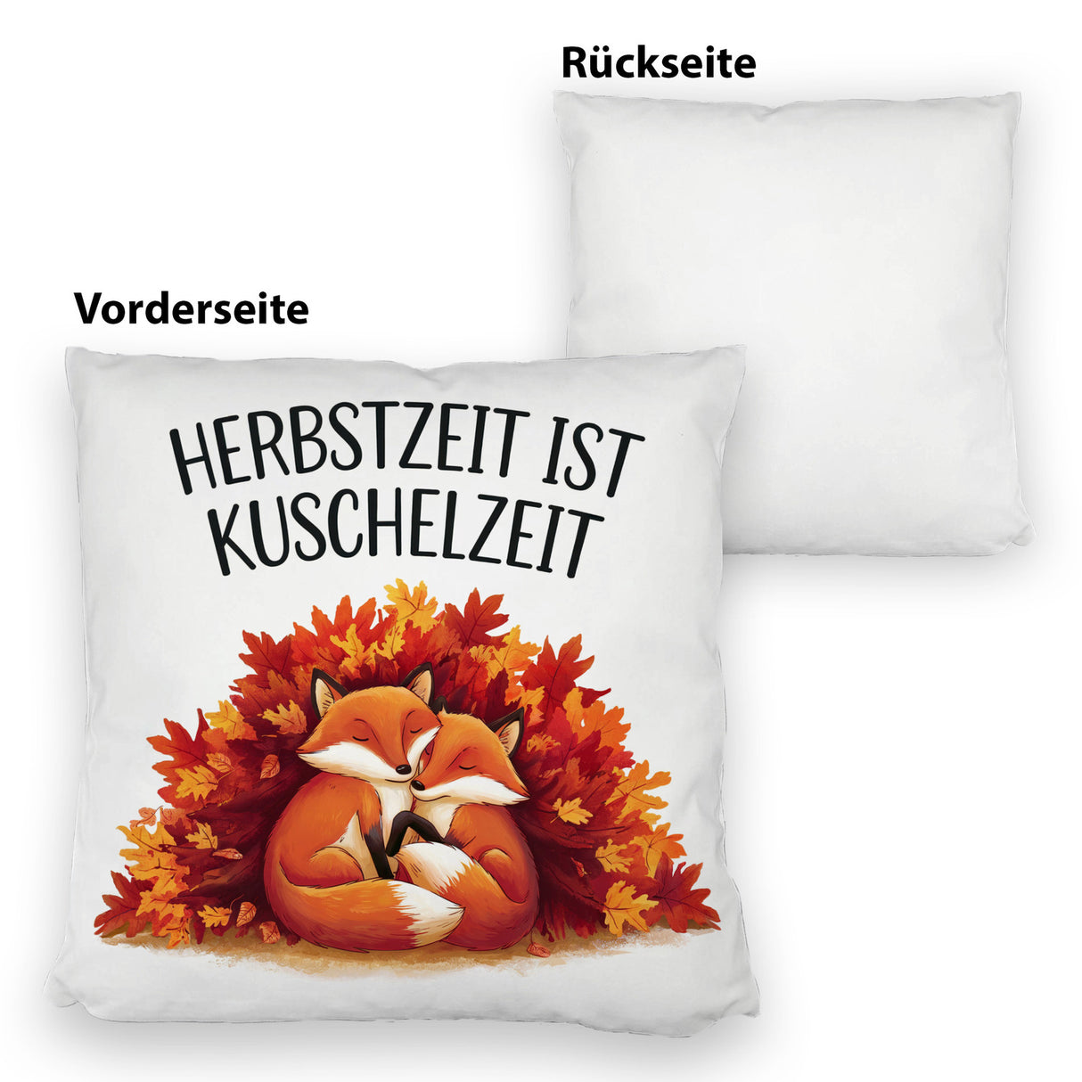 Herbstzeit ist Kuschelzeit Kissen mit kuschelnden Füchsen