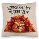 Herbstzeit ist Kuschelzeit Kissen mit kuschelnden Füchsen