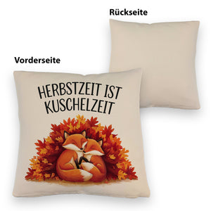 Herbstzeit ist Kuschelzeit Kissen mit kuschelnden Füchsen