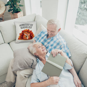 Herbstzeit ist Kuschelzeit Kissen mit kuschelnden Füchsen