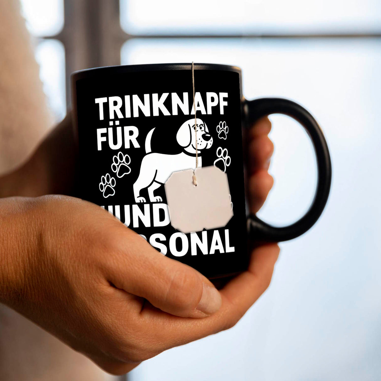 Trinknapf für Hundepersonal Tasse mit Hund und Pfotenabdrücken