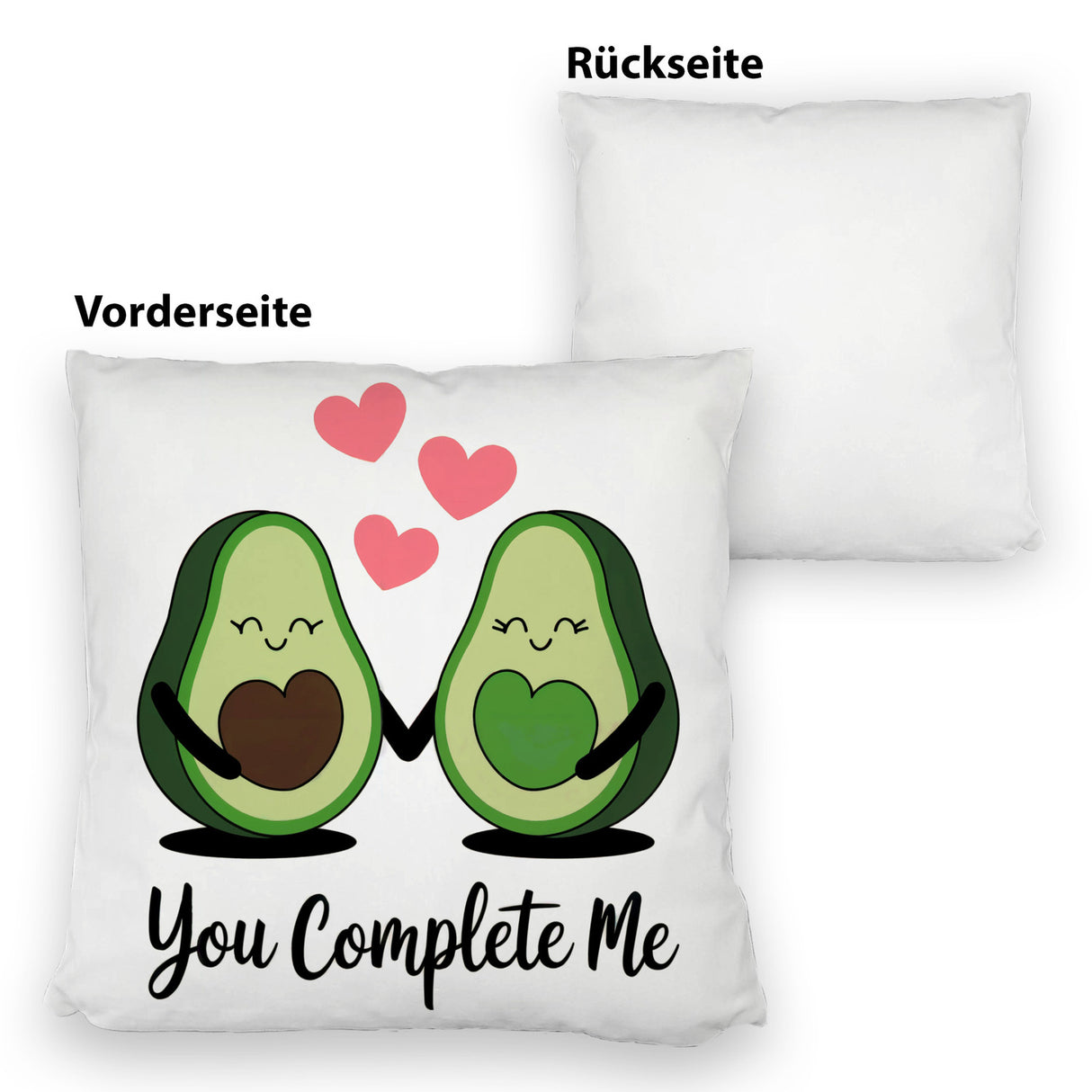 Avocado-Paar Kissen mit Spruch You Complete Me