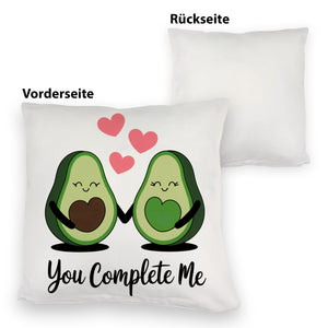 Avocado-Paar Kissen mit Spruch You Complete Me