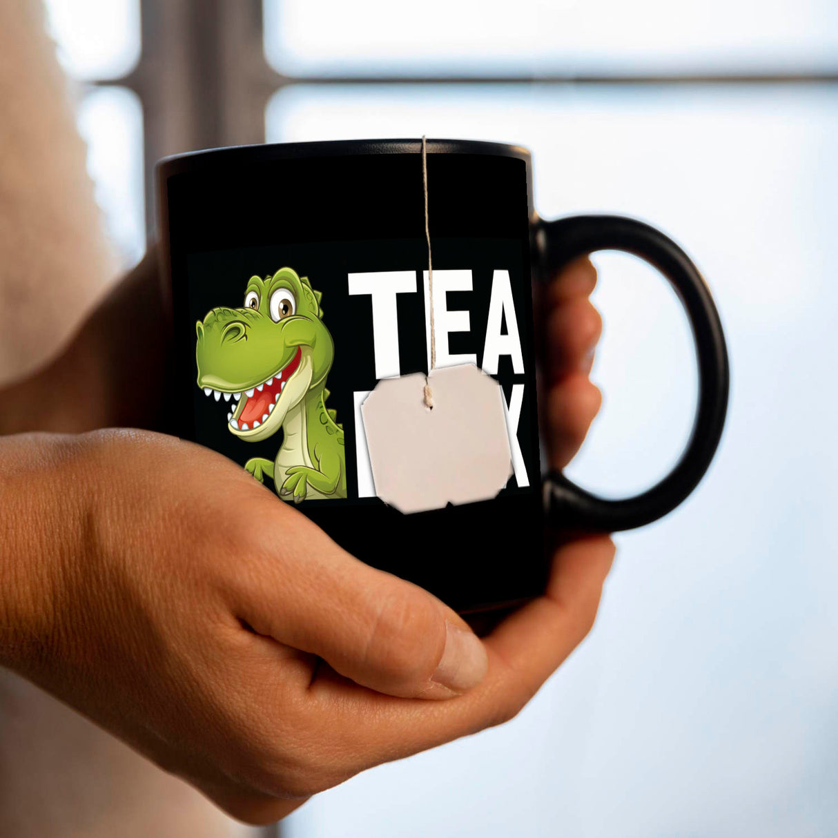 Grüner Cartoon-Dinosaurier TEA REX Tasse