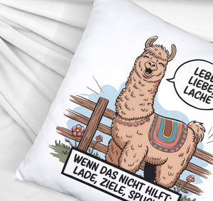 Lachendes Lama - Lebe liebe lache Kissen