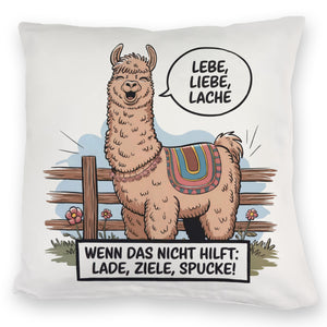 Lachendes Lama - Lebe liebe lache Kissen