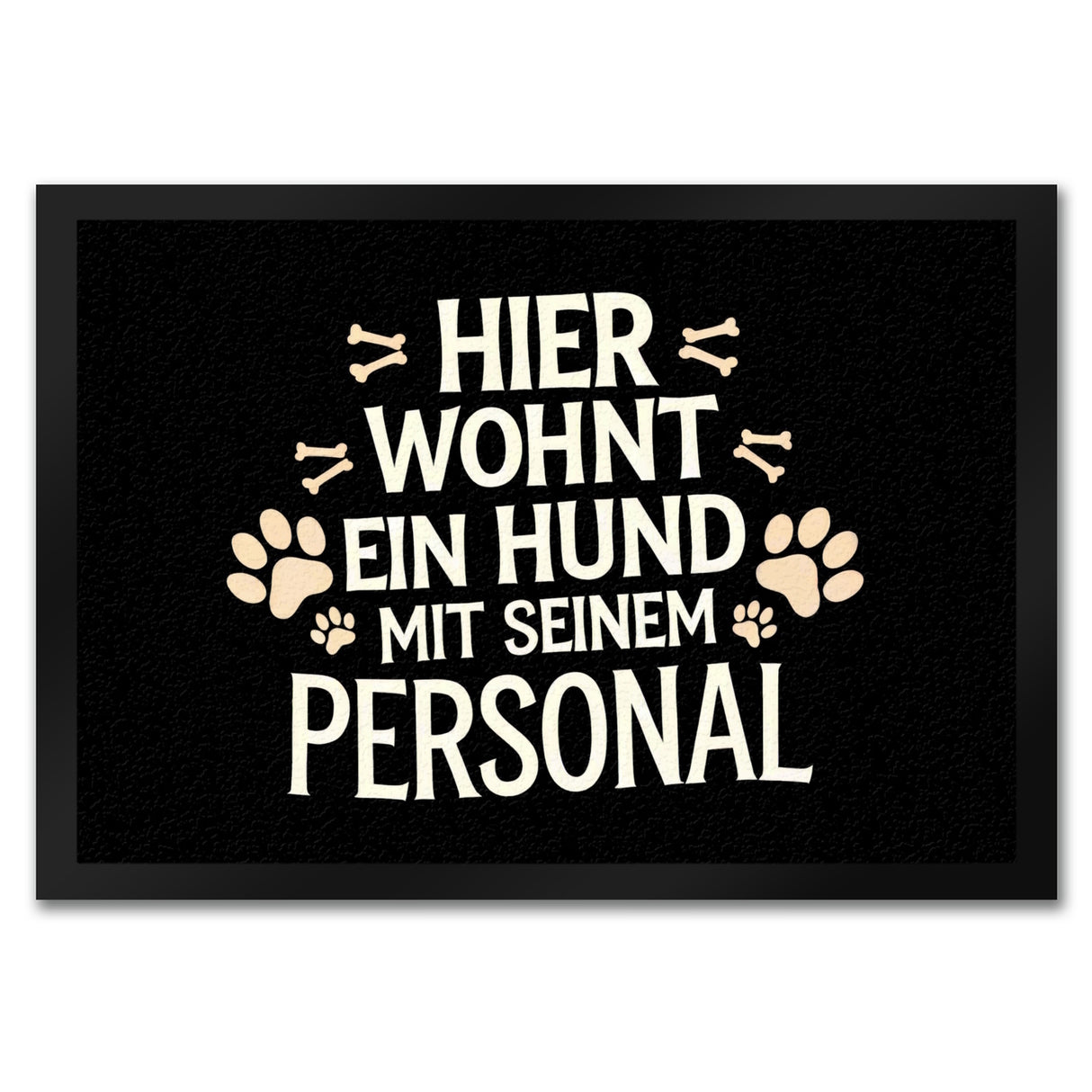 Hier wohnt ein Hund mit seinem Perosnal Fußmatte in 35x50 cm