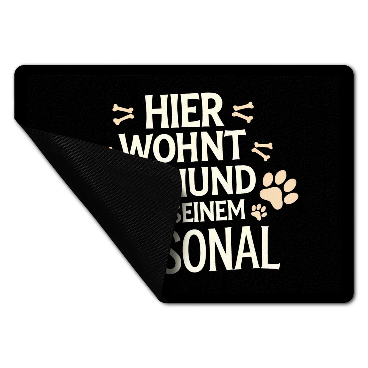 Hier wohnt ein Hund mit seinem Perosnal Fußmatte in 35x50 cm ohne Rand