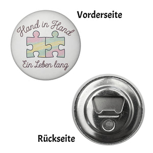 Zwei Puzzleteile - Hand in Hand Magnet rund