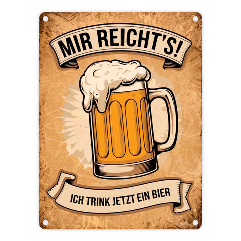 Bierkrug mit Schaumkrone Metallschild in 15x20 cm - Ich trink jetzt ein Bier