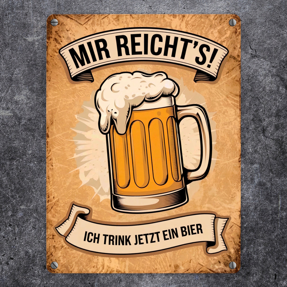 Bierkrug mit Schaumkrone Metallschild in 15x20 cm - Ich trink jetzt ein Bier