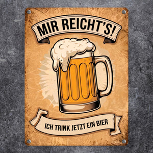 Bierkrug mit Schaumkrone Metallschild in 15x20 cm - Ich trink jetzt ein Bier