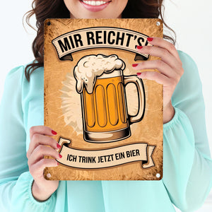 Bierkrug mit Schaumkrone Metallschild in 15x20 cm - Ich trink jetzt ein Bier