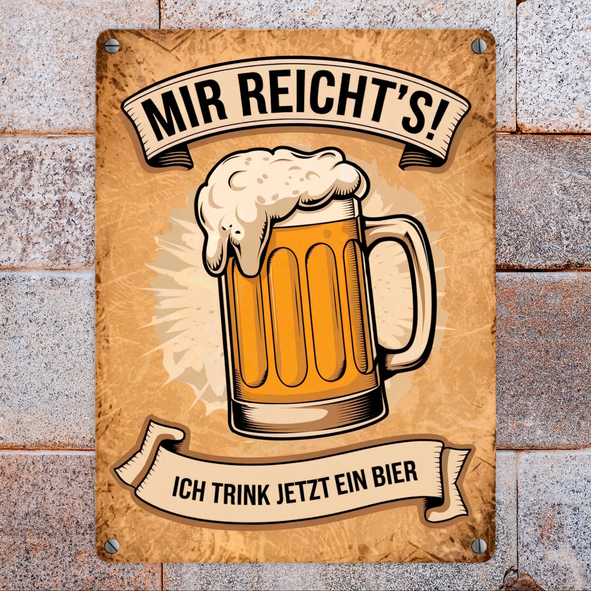 Bierkrug mit Schaumkrone Metallschild in 15x20 cm - Ich trink jetzt ein Bier